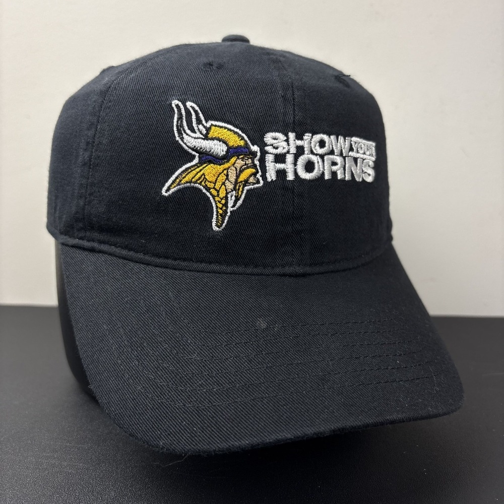 Vintage Minnesota Vikings Strapback Hat Black Show Your Horns Miller Light Cap